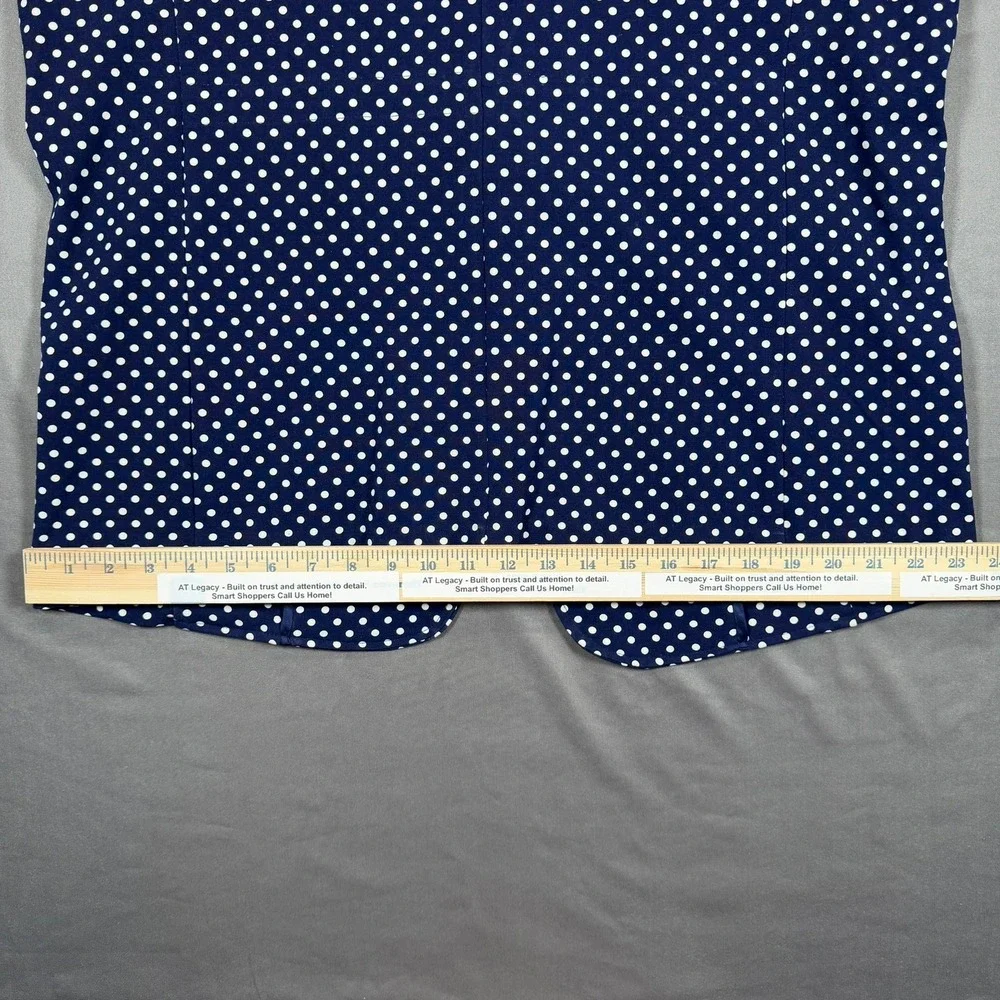 Twiggy London Navy‎ Blue White Polka Dot Single Button Blazer Jacket XL